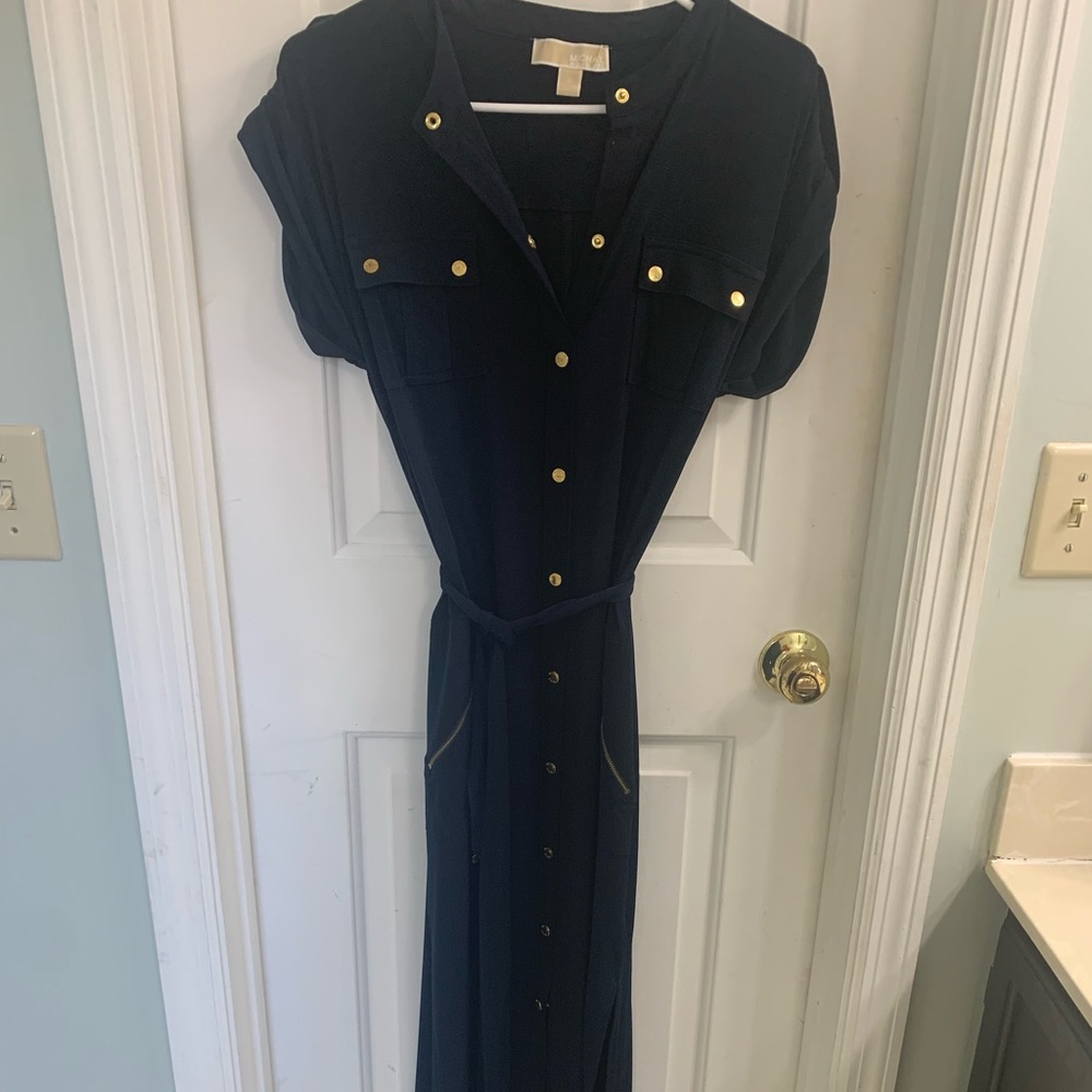 Michael Kors tie waist maxi dress with side slit